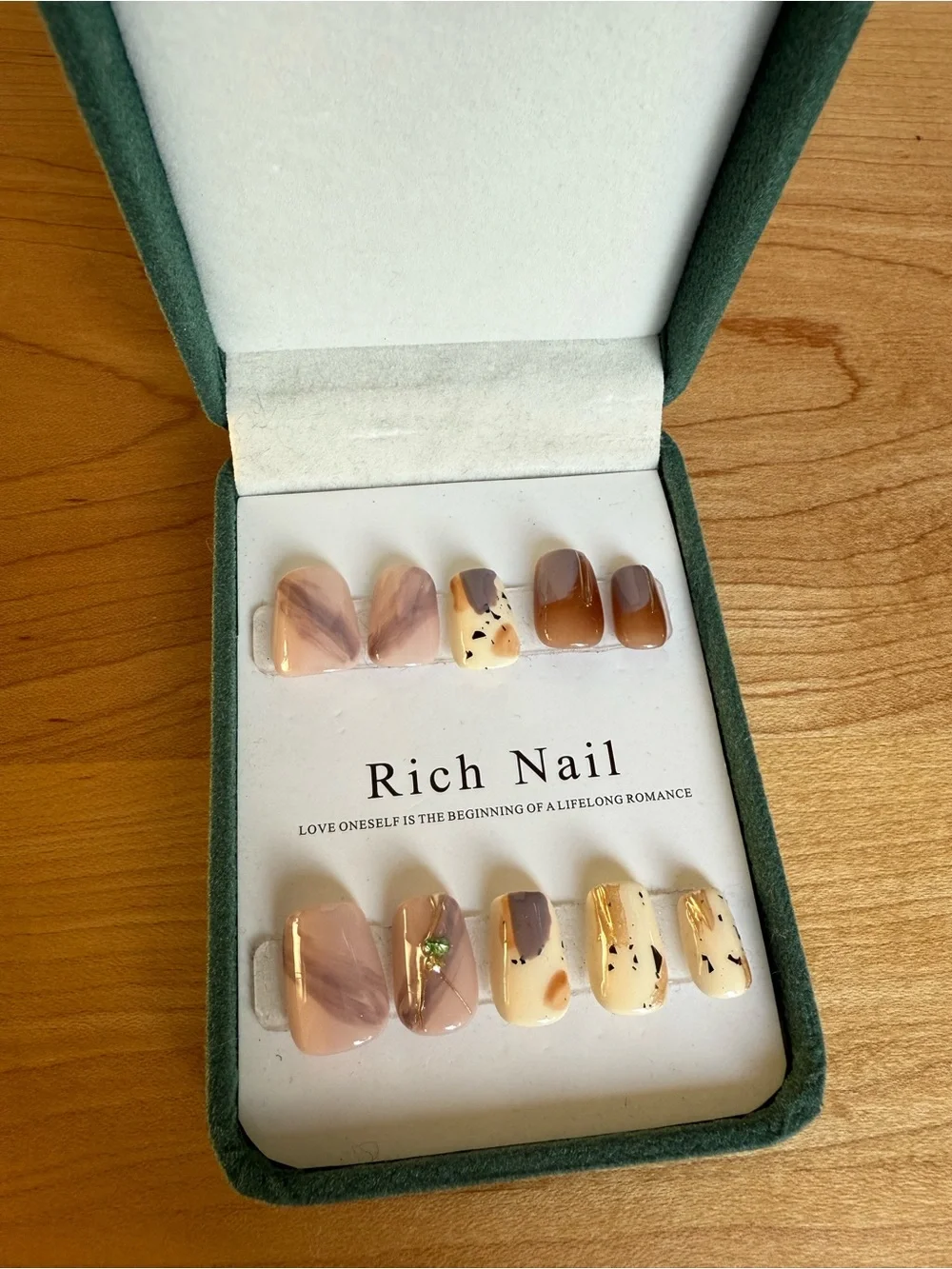 Artisan Handmade Marble Gel Press-On Nails Set (Size S / XS)
